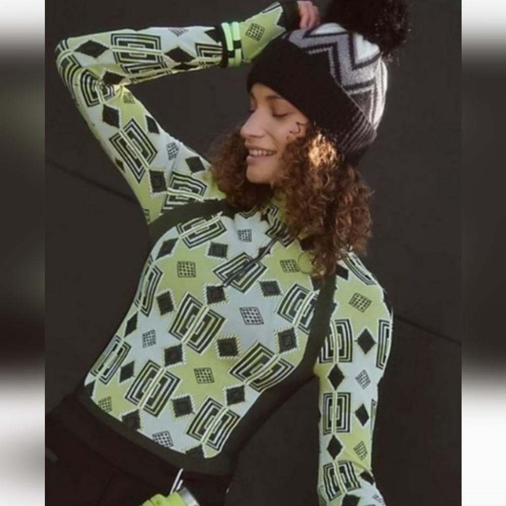 Free People Stars from Mars Longsleeve Layer Lime Green Combo Size-M/L